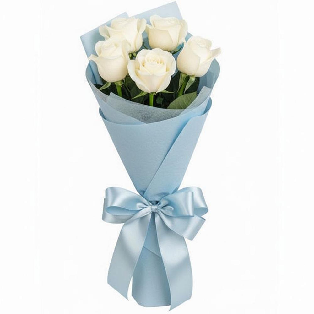 5 Белых роз Проуд в Тюмени Букет 5 Белых роз Проуд в Тюмени