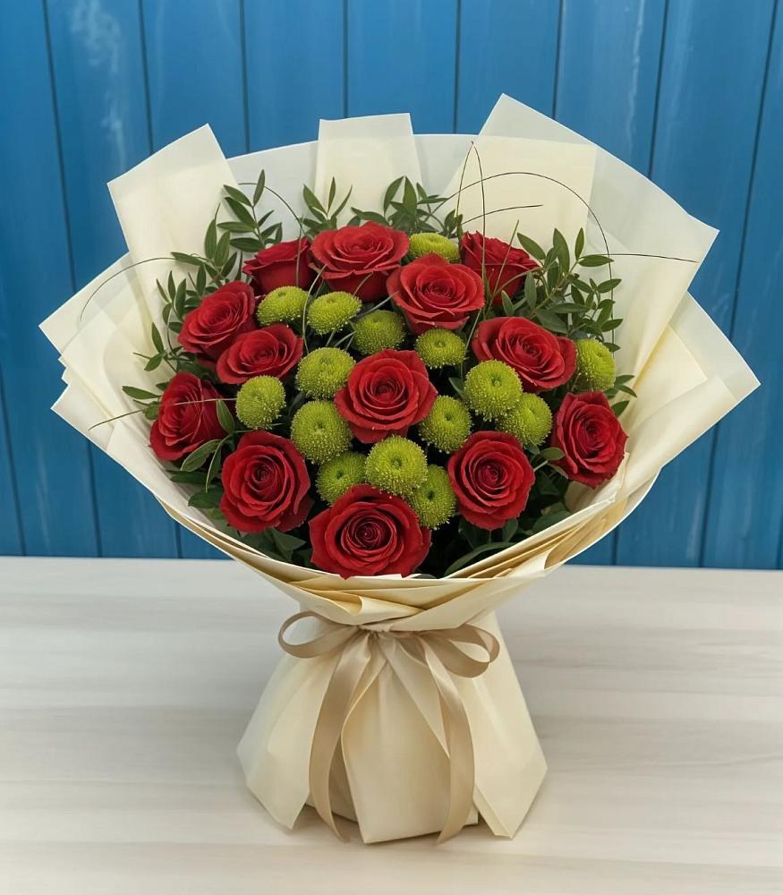 Букет Стихотворение в Тюмени Букет цветов из: Розы и Хризантемы в Тюмени