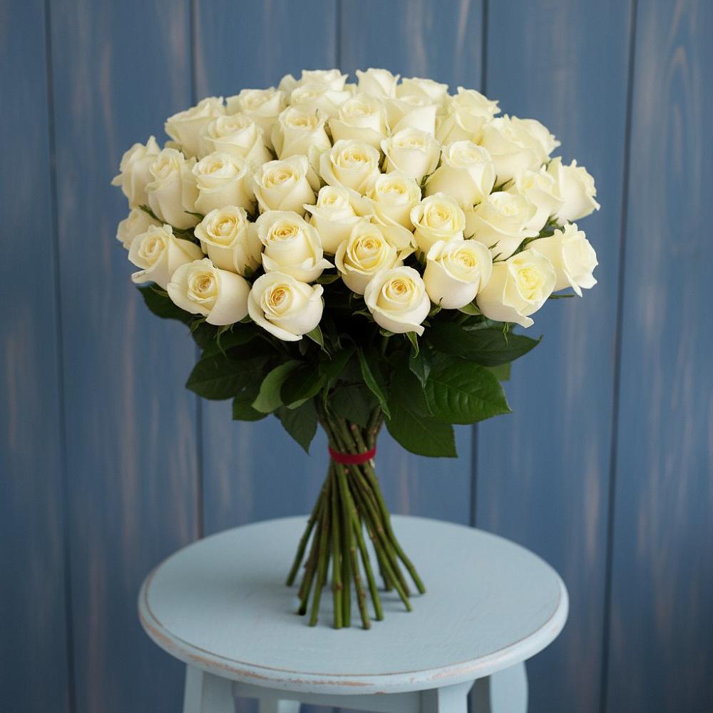 51 Белая роза Эдлесс Лав в Тюмени Букет 51 Белая роза Эдлесс Лав в Тюмени