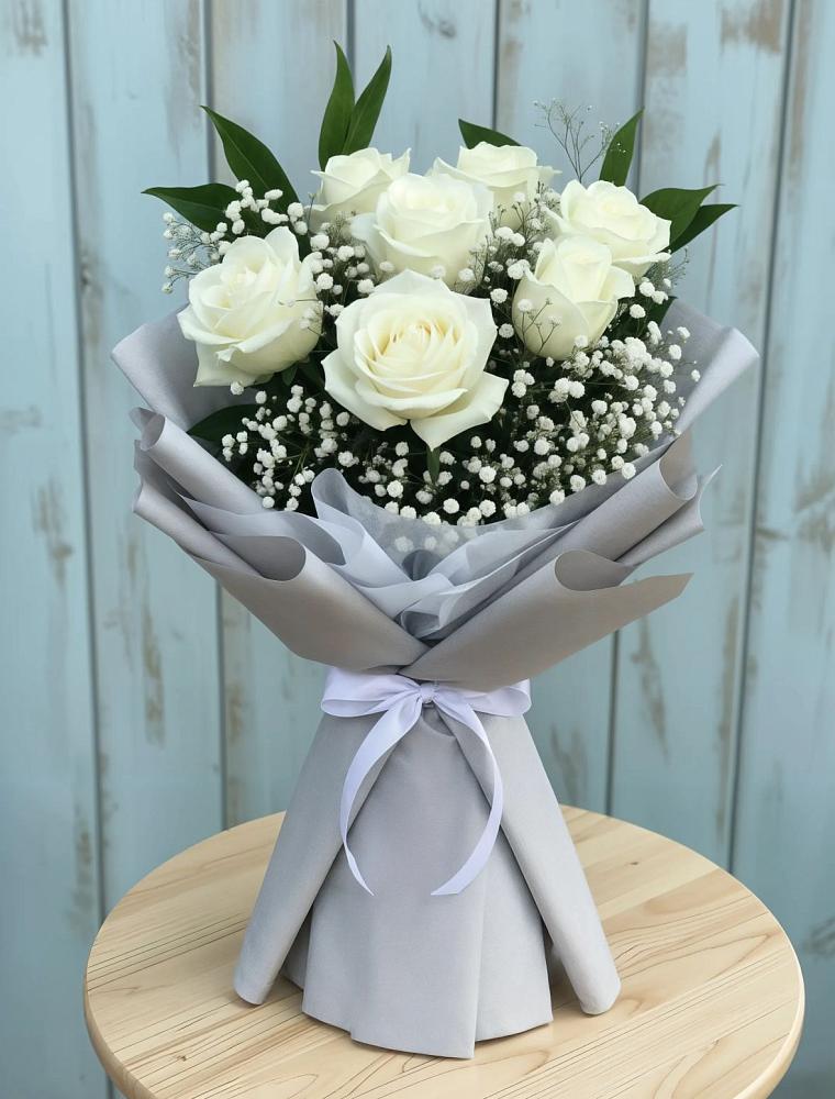 Букет из белых роз в Тюмени Букет цветов из: Розы в Тюмени
