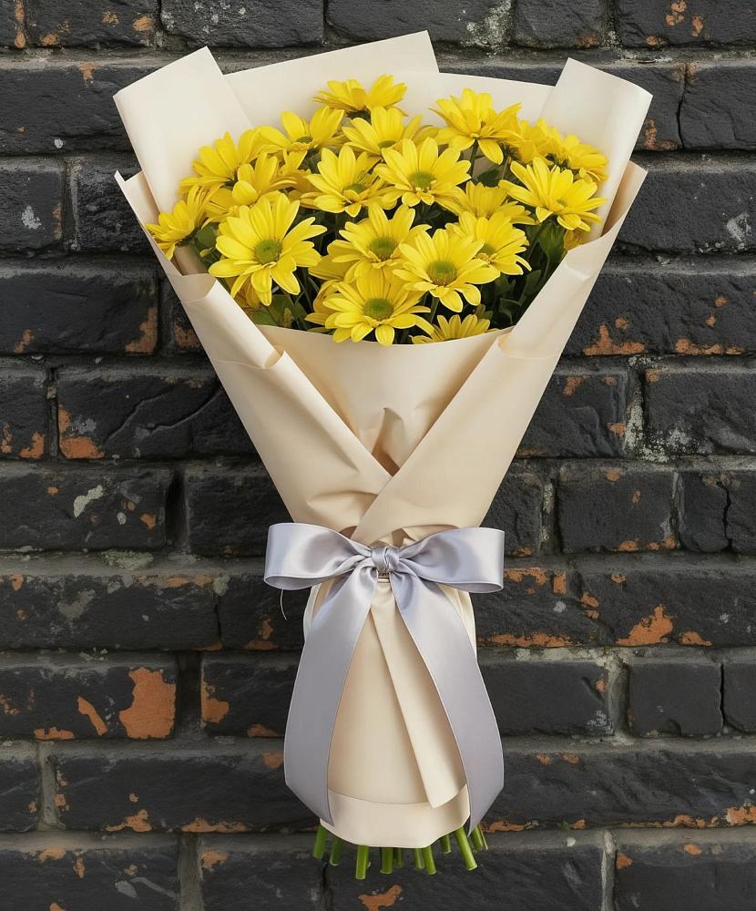 Букет Желтое настроение в Тюмени Букет цветов из: Хризантемы в Тюмени