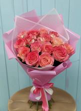 15 Розовых роз Равель в Тюмени Букет 15 Розовых роз Равель в Тюмени