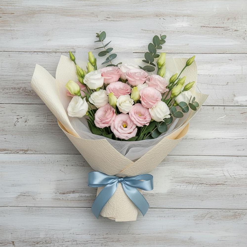 Букет шампанское в Тюмени Букет цветов из: Лизиантусы в Тюмени